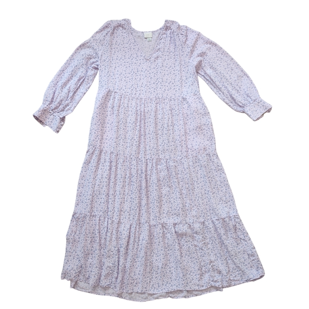 A New Day Purple Floral Tiered Dress Xs